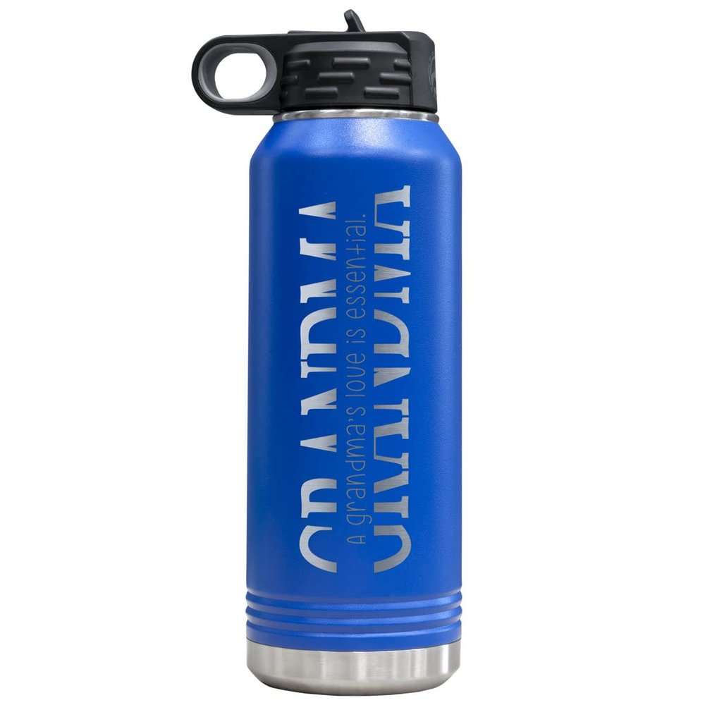 32-oz Stainless Steel Customized Water Bottle for Grandma- Includes Kids Names- Great for Mother's Day, Christmas, Birthday's, New Grandma's or Just Because - Select from a Variety of Colors (Blue)