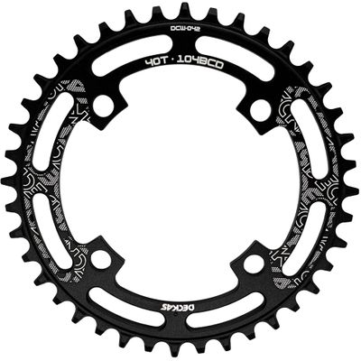 DECKAS Round Chainring 104BCD 40T 42T 44T 46T 48T 50T 52T Narrow Wide Chainring for 7 8 9 10 11 12 Speed Chains (Round Black, 44T)