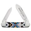 WHISKEY BENT HAT CO. Traditional Canoe Folding Knife 3.63" Closed Length 440C Stainless Steel Blades (Sky Bead) view 1