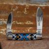 WHISKEY BENT HAT CO. Traditional Canoe Folding Knife 3.63" Closed Length 440C Stainless Steel Blades (Sky Bead) view 4