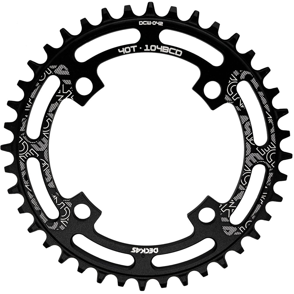 DECKAS Round Chainring 104BCD 40T 42T 44T 46T 48T 50T 52T Narrow Wide Chainring for 7 8 9 10 11 12 Speed Chains (Round Black, 42T)