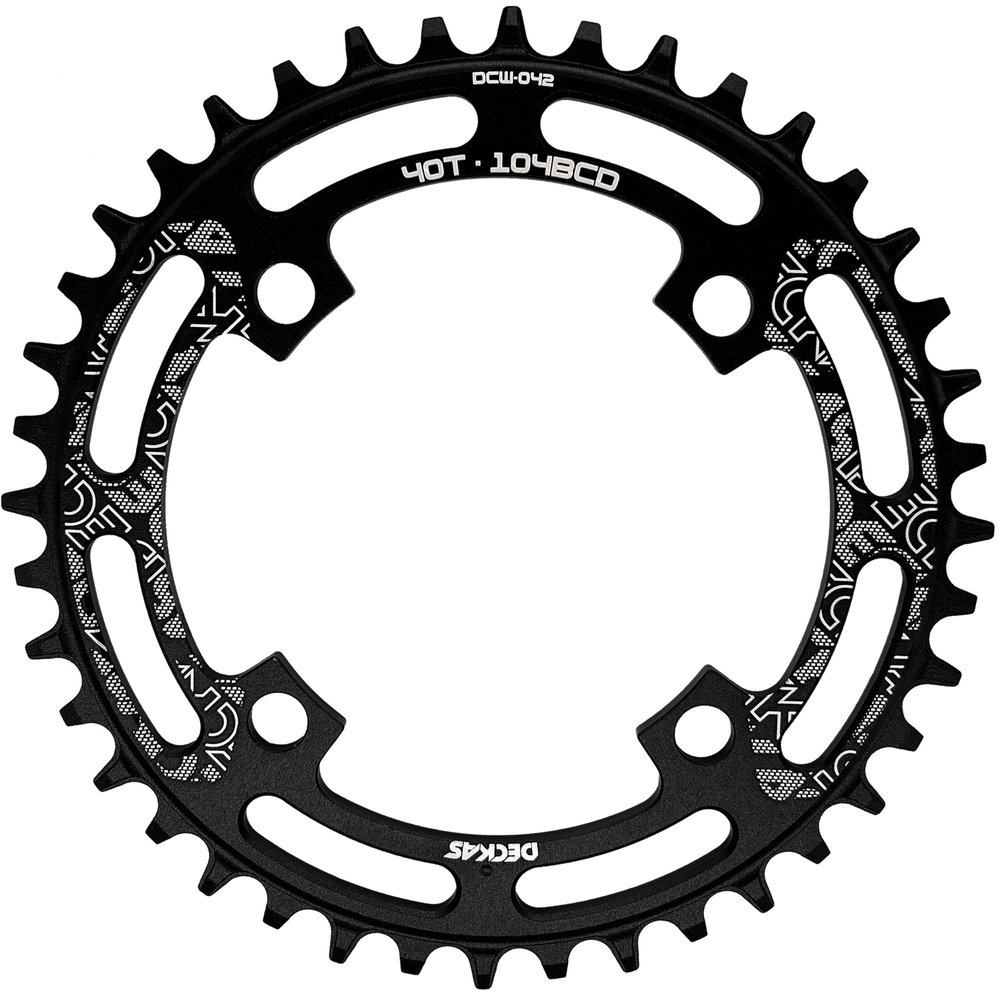 DECKAS Round Chainring 104BCD 40T 42T 44T 46T 48T 50T 52T Narrow Wide Chainring for 7 8 9 10 11 12 Speed Chains (Round Black, 46T)