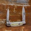 WHISKEY BENT HAT CO. Traditional Canoe Folding Knife 3.63" Closed Length 440C Stainless Steel Blades (Burlap) view 3