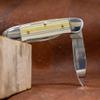 WHISKEY BENT HAT CO. Traditional Canoe Folding Knife 3.63" Closed Length 440C Stainless Steel Blades (Burlap) view 4