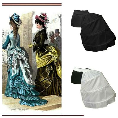 ARTYME Baroque Vintage Victorian Edwardian Petticoat Cage Frame Half Bustle Dress Skirt Pannier Renaissance Gown (Black)