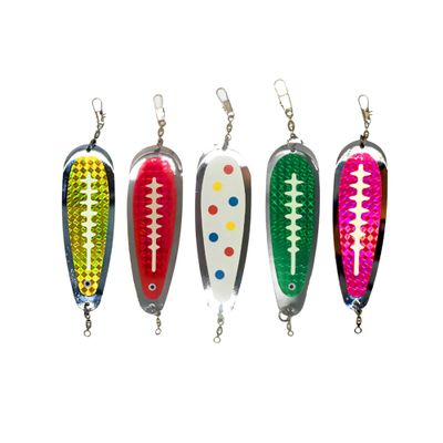 KOKOPROS Finished Kokanee Salmon Hyperglow Teardrop Fishing Flasher, 5-1/2" Length, Chrome, Multicolor 5 Pack - Salmon & Kokanee Fishing Tackle, Durable Metal Design