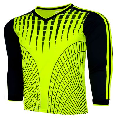Boy's Goalkeeper Soccer Jersey, Padded Goalie Shirt with Sponge Protector Youth Sizes (Youth Large, Neon/Black)
