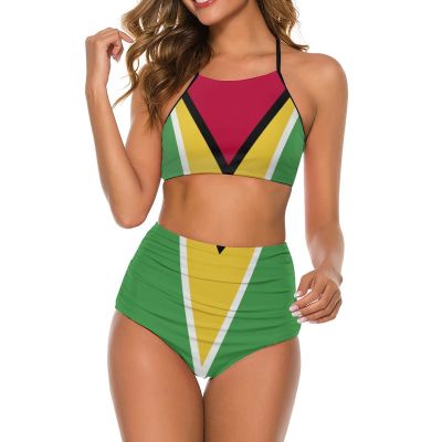 Bikini Sets Guyana Flag Women's Swimwear Cute Bathing Suit Ruched High Cut Swimsuit SummerXL