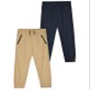 TONY HAWK Boys Twill Jogger Pants with Zipper Pockets 2-Pack Pull on Pants for Kids (Navy-Khaki, 7) view 1