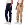 TONY HAWK Boys Twill Jogger Pants with Zipper Pockets 2-Pack Pull on Pants for Kids (Navy-Khaki, 7) view 2