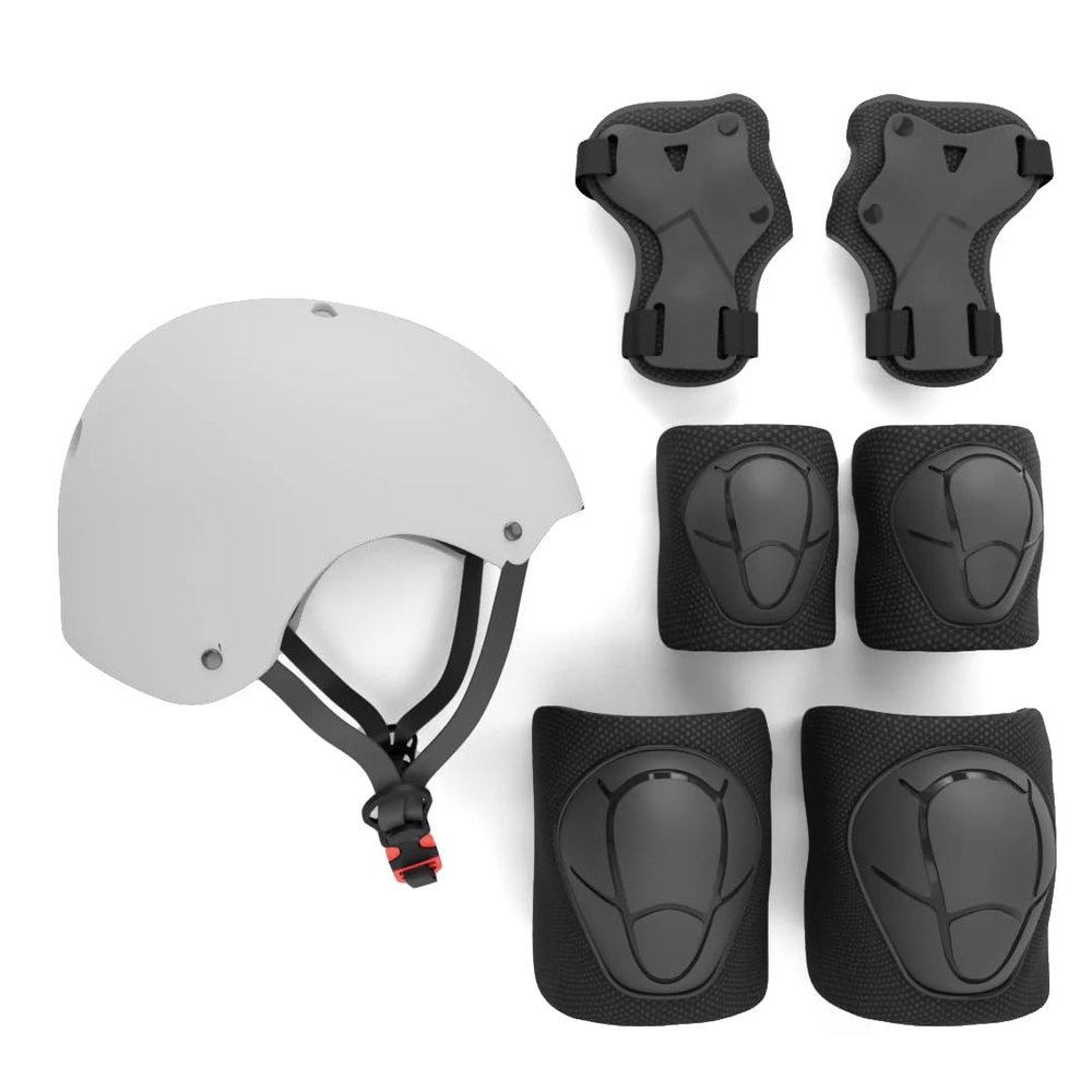 Kids Skateboard Bike Helmet Pads Set Protective Gear from Rude Boyz - Knee Pads Elbow Pads Wrist Pads Set for Youth Boys Girls