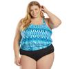 Sporti Plus Size Valentina Ikat Blouson Tankini Top - Blue Ikat Tribal - 20W view 1