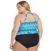 Sporti Plus Size Valentina Ikat Blouson Tankini Top - Blue Ikat Tribal - 20W view 3
