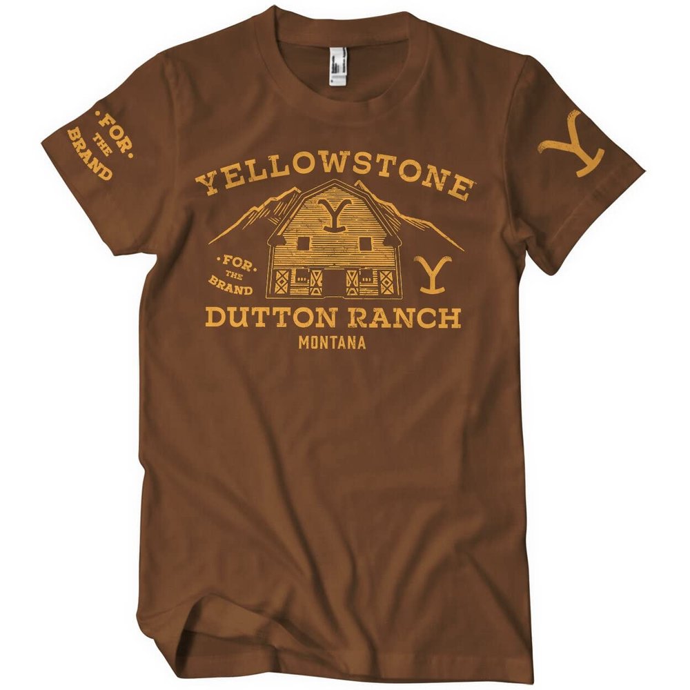 YellowStone Officially Licensed Barn Mens T-Shirt (Brown), Medium