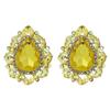 Rosemarie & Jubalee Women's Statement Vintage Style Dramatic Teardrop Crystal Clip On Earrings, 2" (Sunshine Yellow Crystal Gold Tone) view 1
