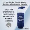 DISCOUNT PROMOS Custom Strike Plastic Water Bottles with Carrier Handle 27 oz. Set of 10, Personalized Bulk Pack - Reusable, Great for Gym, Hiking, Cycling, and For School - Navy Blue view 3