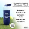 DISCOUNT PROMOS Custom Strike Plastic Water Bottles with Carrier Handle 27 oz. Set of 10, Personalized Bulk Pack - Reusable, Great for Gym, Hiking, Cycling, and For School - Navy Blue view 4