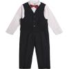 Calvin Klein Boys' 4-Piece Formal Dress Up Suit Vest Set, Vest, Pants, Collared Dress Shirt, and Tie, Black/Red, 4 view 1
