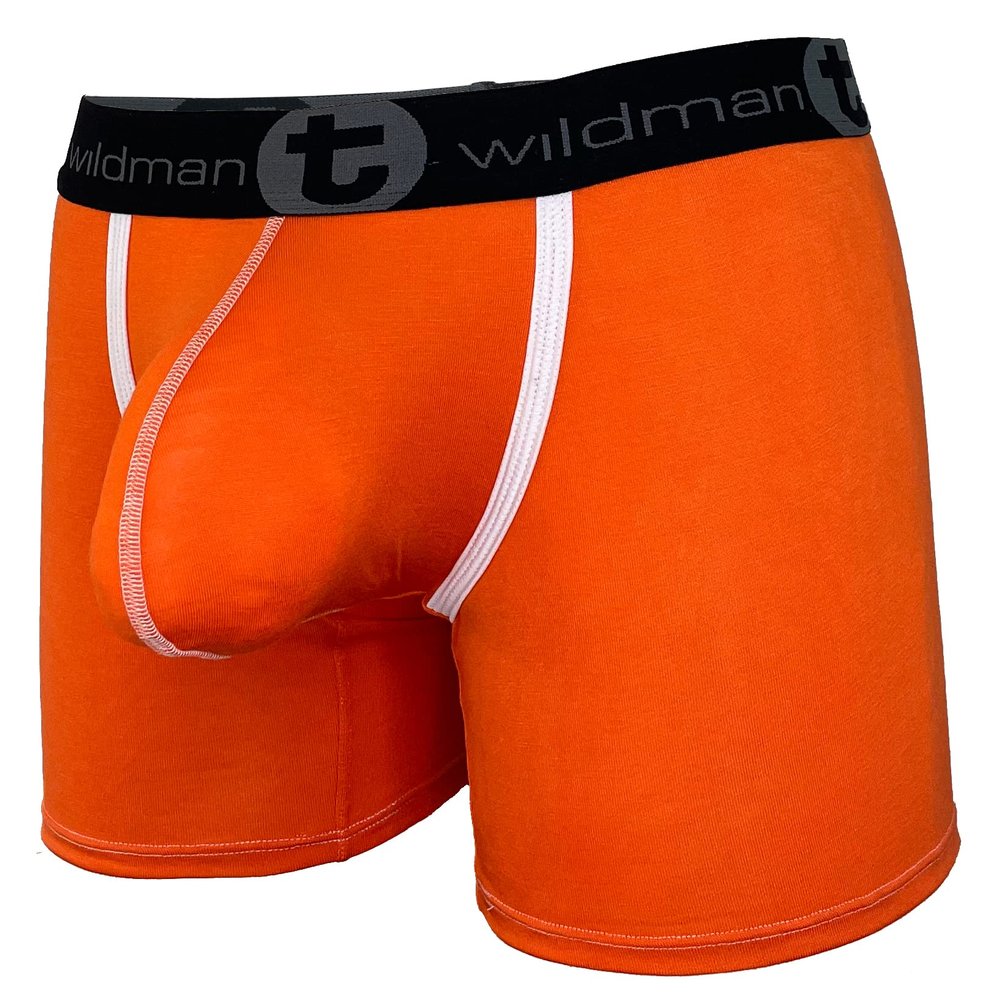 Wildmant Modal Big Boy Pouch 5" Inseam Boxer Brief Orange Small