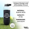 DISCOUNT PROMOS Custom Strike Plastic Water Bottles with Carrier Handle 27 oz. Set of 10, Personalized Bulk Pack - Reusable, Great for Gym, Hiking, Cycling, and For School - Black view 4