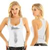 Linjinx Women's Shiny Spandex Workout Tank Tops Gym Exercise Yoga Tops Racerback Sports Shirts Silver Large view 2