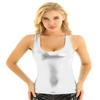 Linjinx Women's Shiny Spandex Workout Tank Tops Gym Exercise Yoga Tops Racerback Sports Shirts Silver Large view 3