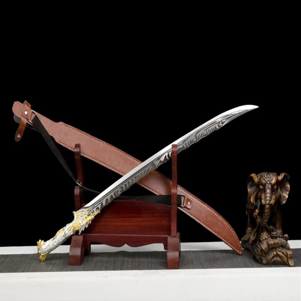 Chinese Sword,Dragon Slayer Machete,war Saber(Forged high Carbon Steel Blades,Alloy Fittings)
