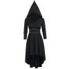 tuduoms Womens Steampunk Hooded Cloak Dress Long Sleeve Renaissance Gothic Dress Victorian Viking Hooded Robe Party Cosplay Black view 1