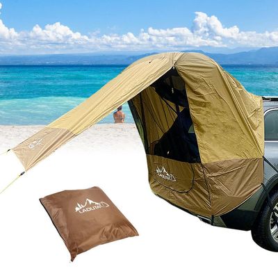 Car Trunk SUV Awning Sun Shelter Camping SUV Rear Tent with Windproof Rope Portable Tent Car Canopy Tailgate Tents for Minivan Hatchback Family Outdoor Travel(Brown)