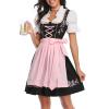 tuduoms Womens Oktoberfest Beer Girl Costumes German Maidservant Cosplay Dress Bavarian Traditional Oktober Fest Dirndl Dress Pink view 2