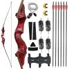 Black Hunter 60inch Takedown Longbow Set 20-60lbs Wooden Riser Archery Bow and Arrow for Adults Beginner Right Hand (40LBS) view 1