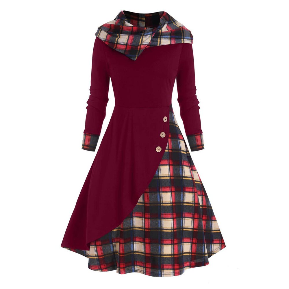 tuduoms Renaissance Costumes Women's Steampunk Gothic Dress Hooded Robe Vintage Pullover Medieval Long Hoodie Dress Cloak Wine