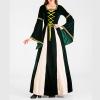 tuduoms Women Medieval Costume Renaissance Irish Long Dress Women Velvet Victorian Ball Gown 1800s Gothic Princesss Costume Green view 2