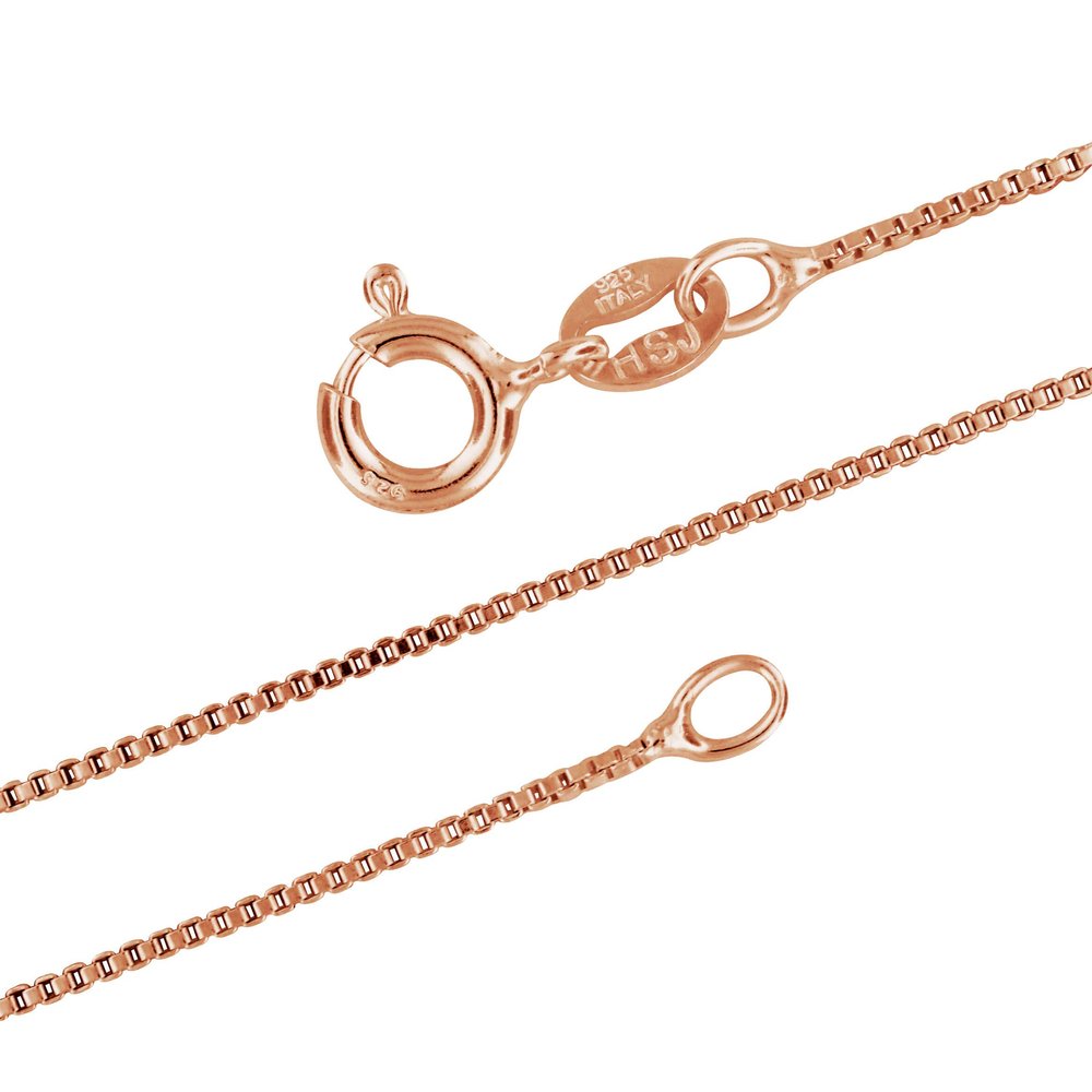 14kt Rose Gold Plated Sterling Silver 1mm Box Chain Necklace  Thin Dainty Chain Necklace for Women  Nickel-Free  Made in Italy  21 Inch