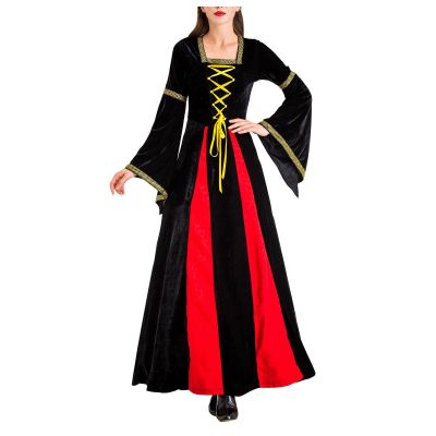 tuduoms Women Medieval Costume Renaissance Irish Long Dress Women Velvet Victorian Ball Gown 1800s Gothic Princesss Costume Black