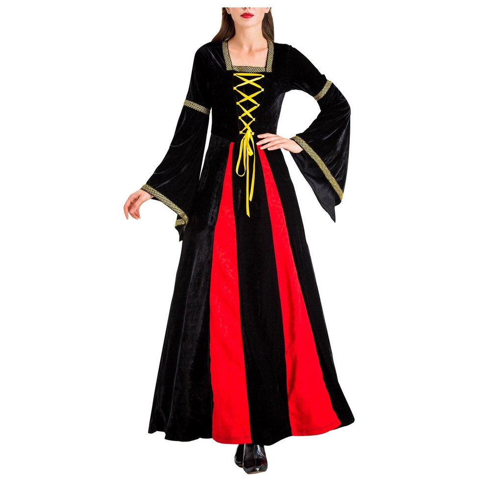 tuduoms Women Medieval Costume Renaissance Irish Long Dress Women Velvet Victorian Ball Gown 1800s Gothic Princesss Costume Black