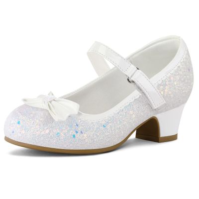 K KomForme Toddler Heels Girls Dress Shoes,White,Size 12 Little Kid