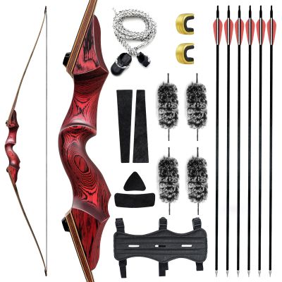Black Hunter 60inch Takedown Longbow Set 20-60lbs Wooden Riser Archery Bow and Arrow for Adults Beginner Right Hand (45LBS)