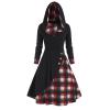 tuduoms Renaissance Costumes Women's Steampunk Gothic Dress Hooded Robe Vintage Pullover Medieval Long Hoodie Dress Cloak Black view 1