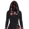 tuduoms Renaissance Costumes Women's Steampunk Gothic Dress Hooded Robe Vintage Pullover Medieval Long Hoodie Dress Cloak Black view 4