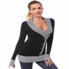 AmlieBoutik Women V Neck Faux Wrap Color Trim Sweater Tunic Top(Black Small) view 3