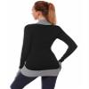 AmlieBoutik Women V Neck Faux Wrap Color Trim Sweater Tunic Top(Black Small) view 4
