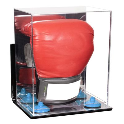 Better Display Cases Acrylic Vertical Boxing Glove Display Case Mirror Case, Light Blue Risers , Wall Mount and Mirror Base 8" x 6" x 14" (A092/V18)