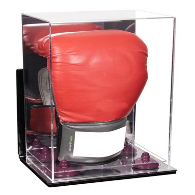 Better Display Cases Acrylic Vertical Boxing Glove Display Case Mirror Case, Purple Risers , Wall Mount and Mirror Base 8" x 6" x 14" (A092/V18)