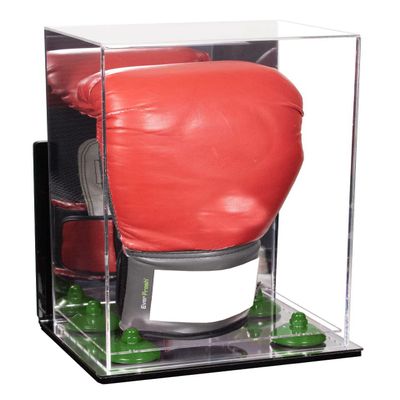 Better Display Cases Acrylic Vertical Boxing Glove Display Case Mirror Case, Green Risers , Wall Mount and Mirror Base 8" x 6" x 14" (A092/V18)