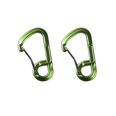munkees 2-Pack 6-Shaped Carabiner, Caribeener Clips, Spring Snap Hook for Keychain, Aluminum Buckle (Green)