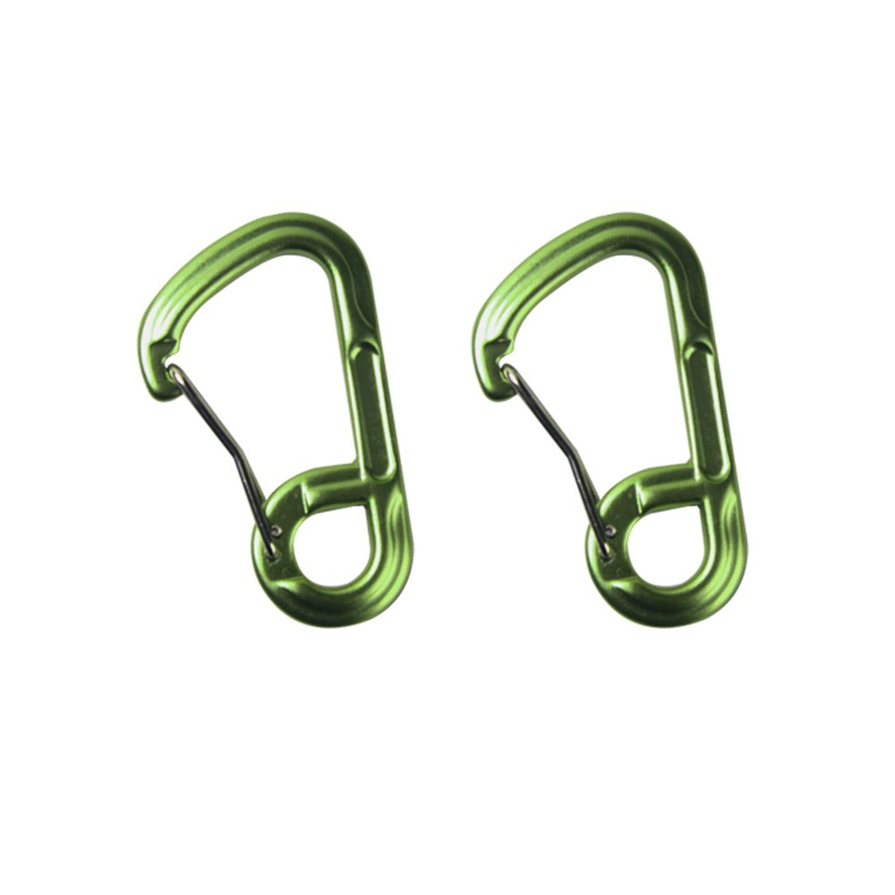 munkees 2-Pack 6-Shaped Carabiner, Caribeener Clips, Spring Snap Hook for Keychain, Aluminum Buckle (Green)
