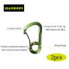 munkees 2-Pack 6-Shaped Carabiner, Caribeener Clips, Spring Snap Hook for Keychain, Aluminum Buckle (Green) view 2