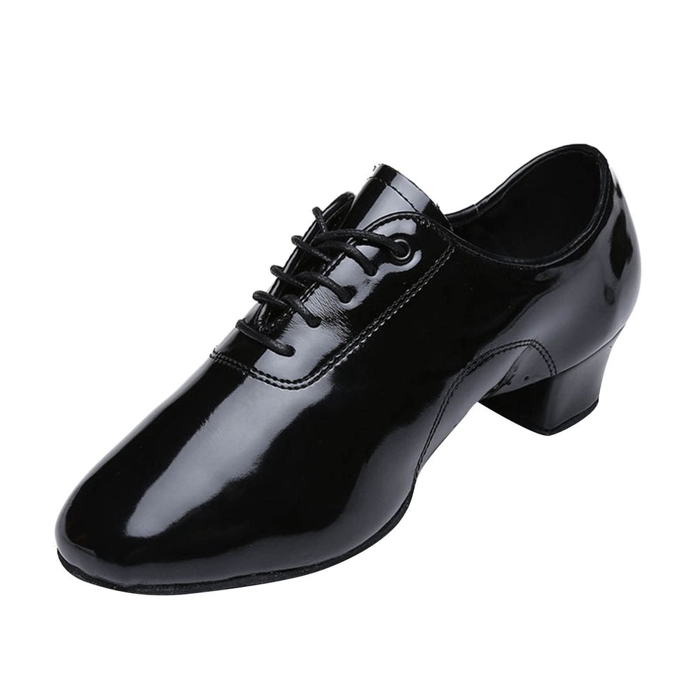 Shoes Boys Modern Dance Shoes Prom Ballroom Latin Dance Shoes Solid Color Lace Up Leather Kids Boots (Black, 36)