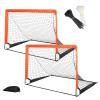 Simple Deluxe 2 Set Portable Soccer Goal, 4'x3' Pop Up Backyard Games and Training Soccer Net Includes 2 Oxford Cloth Bags, 8 Stakes and 200 PCS Cable Wire Zip Ties, Orange & Black view 1